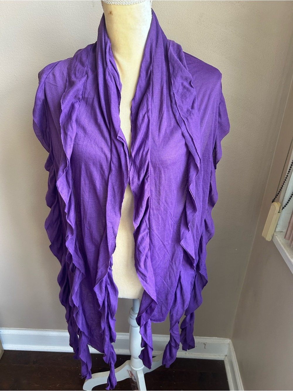 New Womens Purple Scarf With Ruffle Trims New 5001-3102